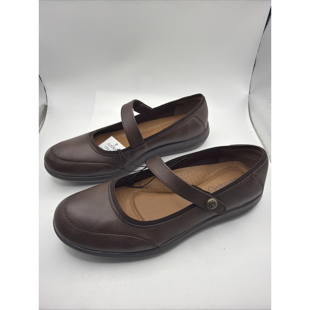 Baretraps Jurnee Flats Women's Brown Leather Comfort Hook & Loop Size 6 NIB